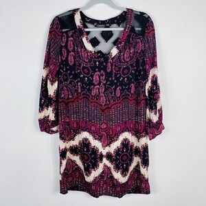 Gypsy 05 Size Small Silk Long Sleeve Printed Mini Dress Boho Casual Festival